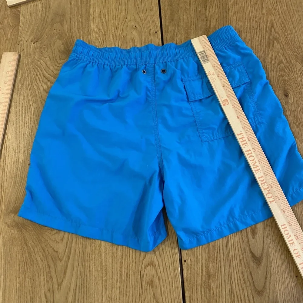 Polo Ralph Lauren VTG Traveler Solid Lined Swim Trunks Blue Beach SM